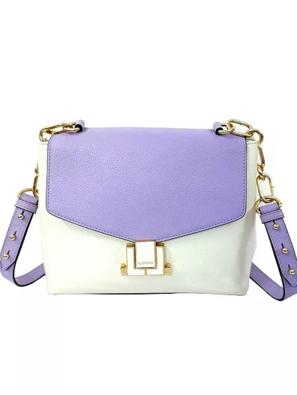Lodis Lavender and White Chain-Handle Crossbody Bag